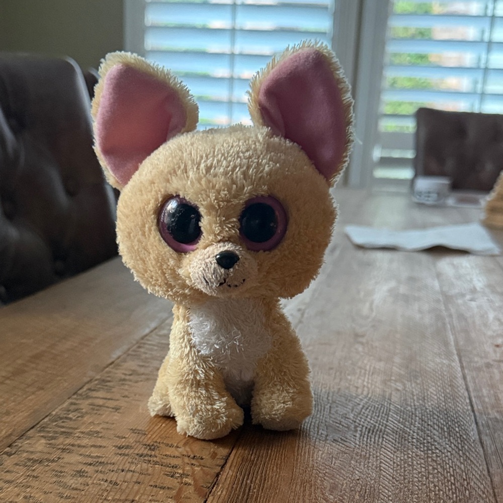 Ty Tan Plush Toy with Pink Tail